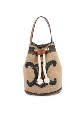 Celine Handbag Teen Drawstring Triomphe Canvas Leather